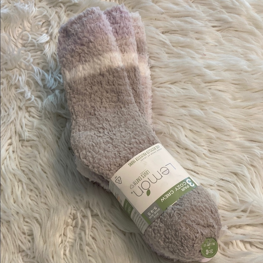 Lemon Cozy Fuzzy Socks size 5-9.5 brand new